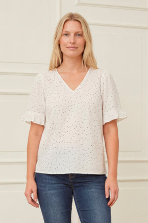 I SAY Molly Blouse Blouses L89 White w/Black