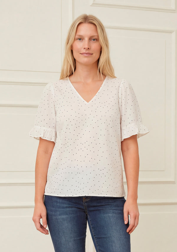 I SAY Molly Blouse Blouses L89 White w/Black