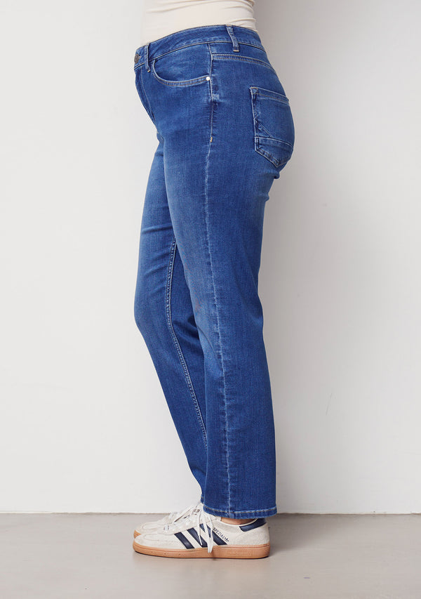 I SAY Monza Straight Jeans Pants 606 Mid Denim