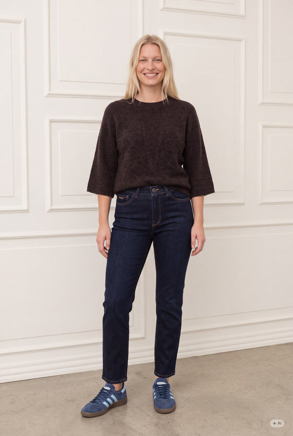 I SAY Monza Straight Jeans Pants 697 Dark Denim Unwashed