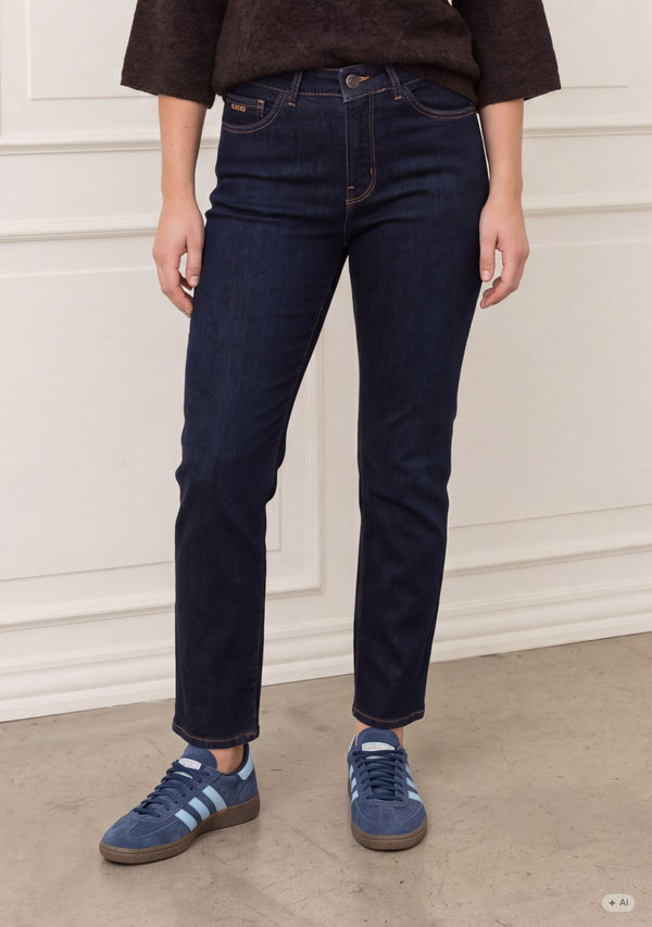 I SAY Monza Straight Jeans Pants 697 Dark Denim Unwashed
