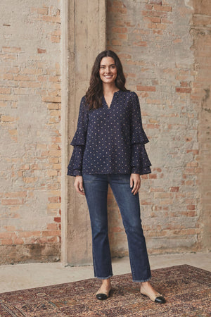 I SAY Naomi Blouse Blouses D67 Navy Dot