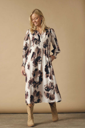 I SAY Naomi V-Neck Dress Dresses N47 Aubergine Floral