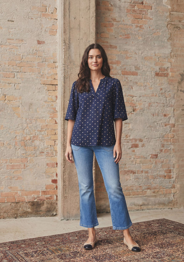 I SAY Naomi s/s Blouse Blouses D67 Navy Dot