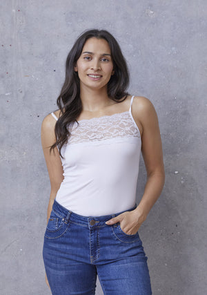 I SAY Nilla Wide Lace Top Tops 101 Broken White