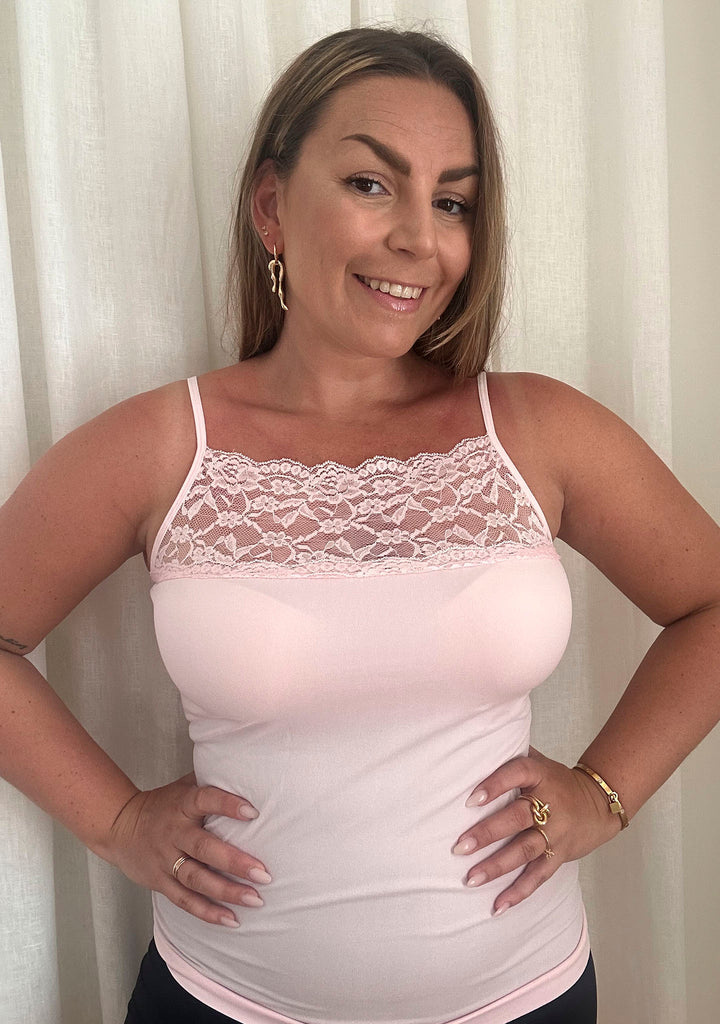 I SAY Nilla Wide Lace Top Tops 503 Light Rose