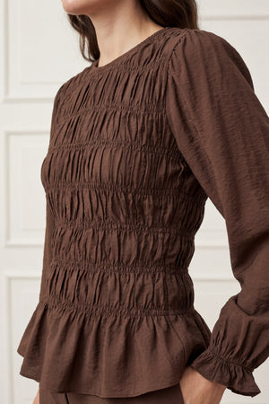 I SAY Noel Smock Blouse Blouses 356 Dark brown