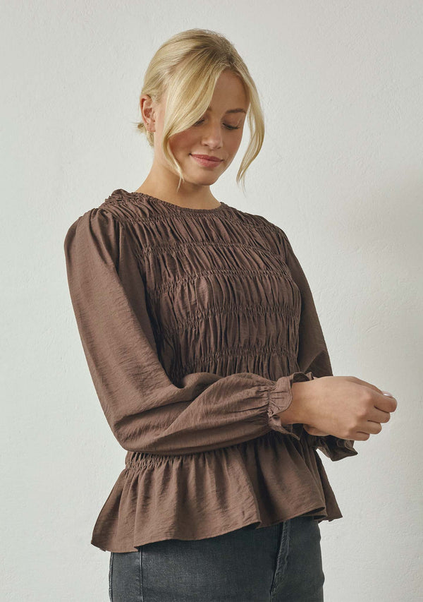 I SAY Noel Smock Blouse Blouses 356 Dark brown