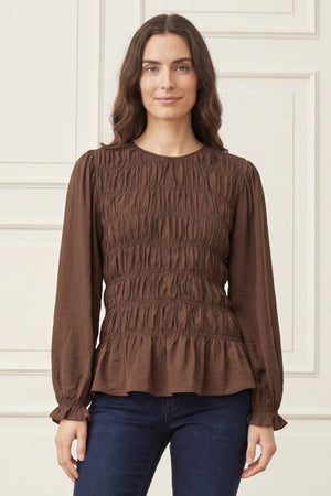 I SAY Noel Smock Blouse Blouses 356 Dark brown