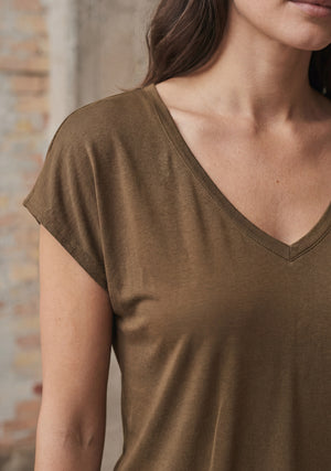 I SAY Nugga V-Neck T-Shirt Basics 314 Toffee