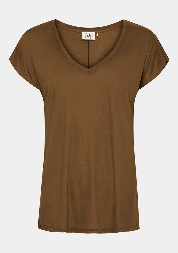 I SAY Nugga V-Neck T-Shirt Basics 314 Toffee