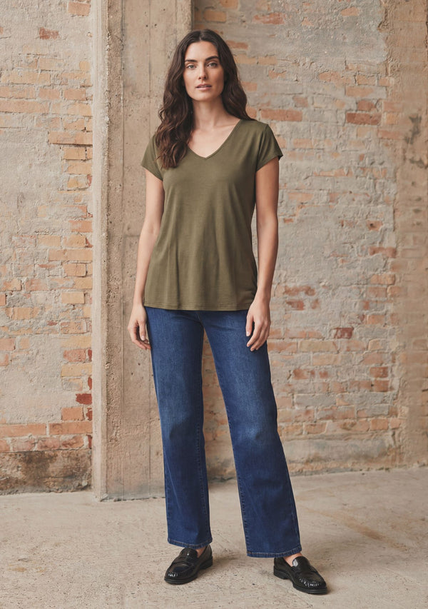 I SAY Nugga V-Neck T-Shirt Basics 885 Khaki