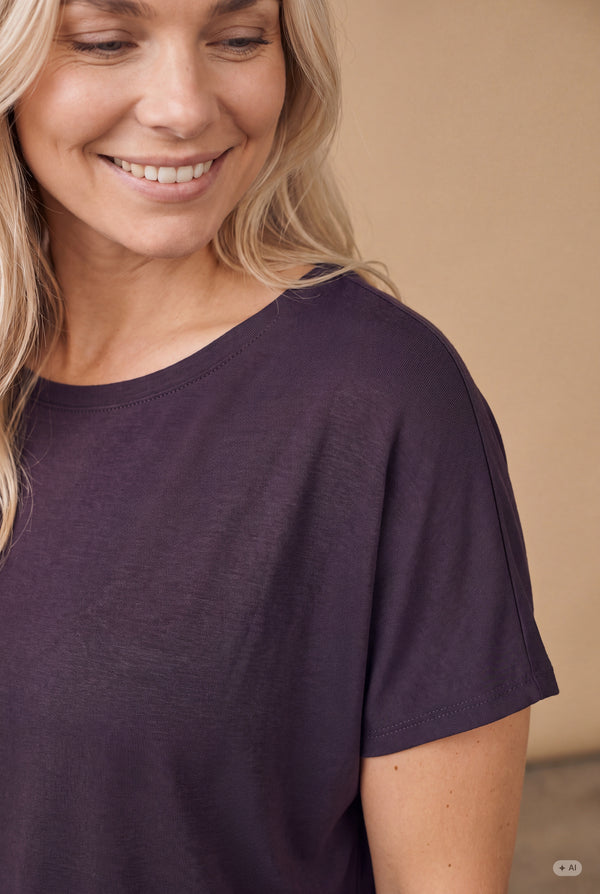 I SAY Nugga Viscose T-Shirt Basics 419 Aubergine