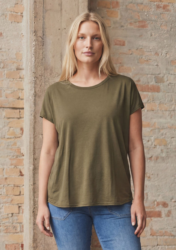 I SAY Nugga Viscose T-Shirt Basics 885 Khaki