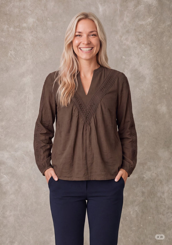 I SAY Ofia Blouse Blouses 820 Dark Khaki