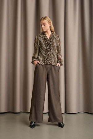 I SAY Osa Classic Pant Pants 126 Brown Melange