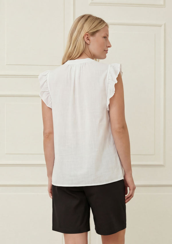 I SAY Pearl Flounce Top Tops 100 White
