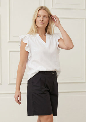 I SAY Pearl Flounce Top Tops 100 White