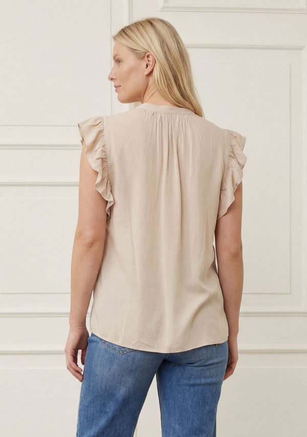 I SAY Pearl Flounce Top Tops 112 Sand