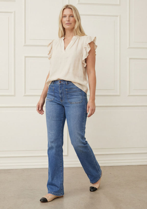 I SAY Pearl Flounce Top Tops 112 Sand