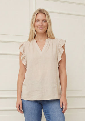 I SAY Pearl Flounce Top Tops 112 Sand