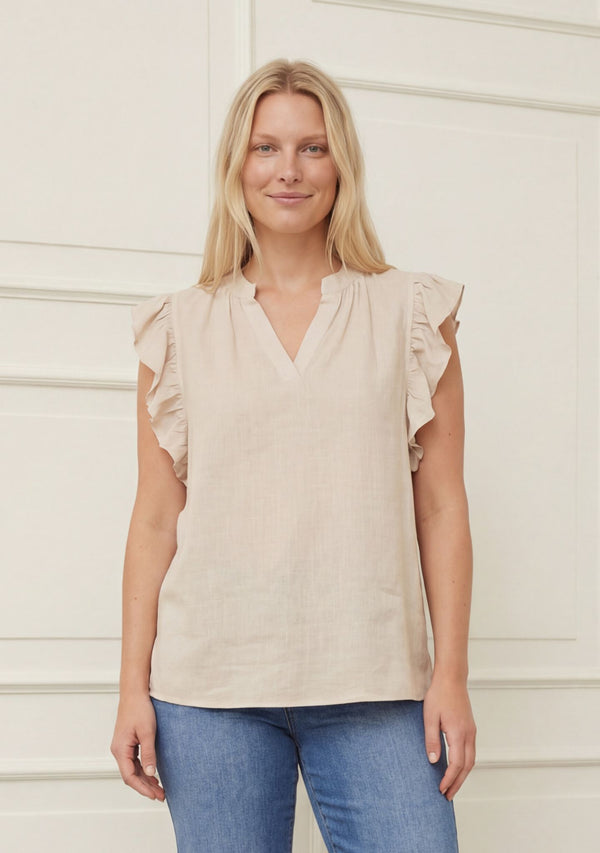 I SAY Pearl Flounce Top Tops 112 Sand