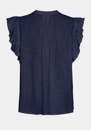I SAY Pearl Flounce Top Tops 640 Navy