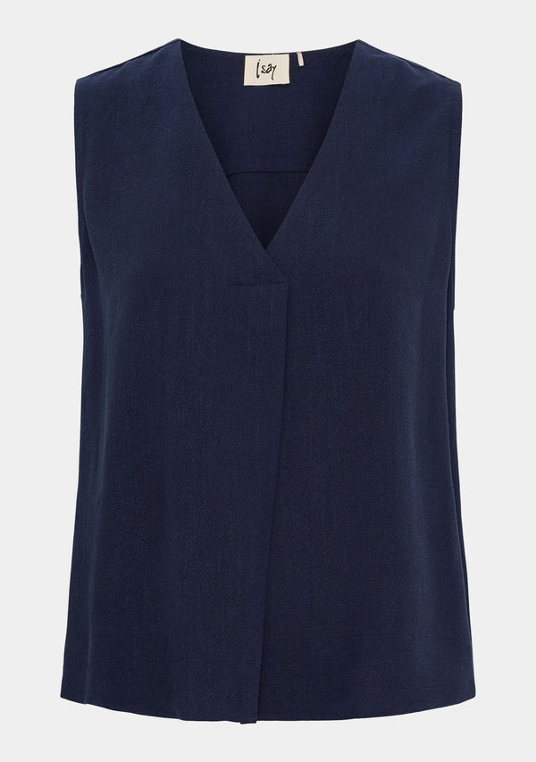 I SAY Pearl V-Neck Top Tops 640 Navy