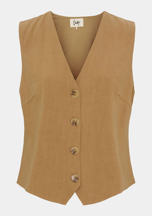 I SAY Pearl Waistcoat Vest 321 Luxury Camel