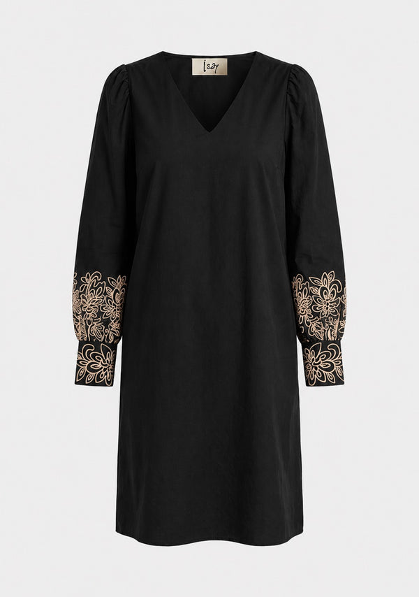 I SAY Sigga Embroidery Dress Dresses N70 Black w/sand embroidery