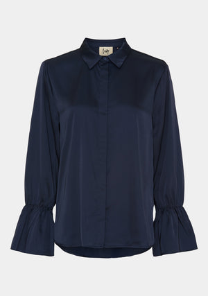 I SAY Steff Flounce Shirt Shirts 640 Navy