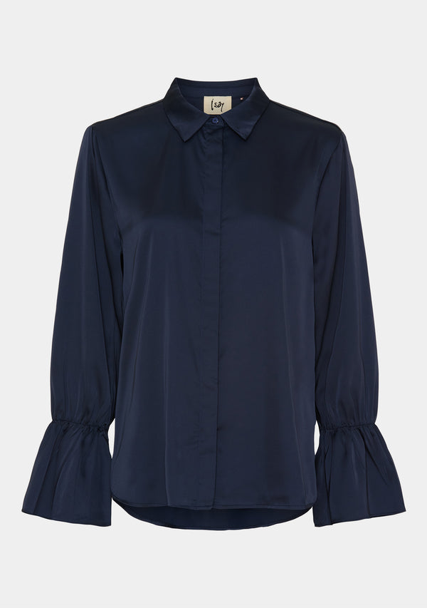 I SAY Steff Flounce Shirt Shirts 640 Navy