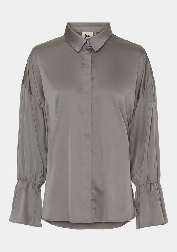 I SAY Steff Flounce Shirt Shirts 911 Grey