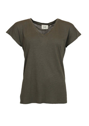 I SAY Tess V-Neck T-Shirt T-Shirts 885 Khaki