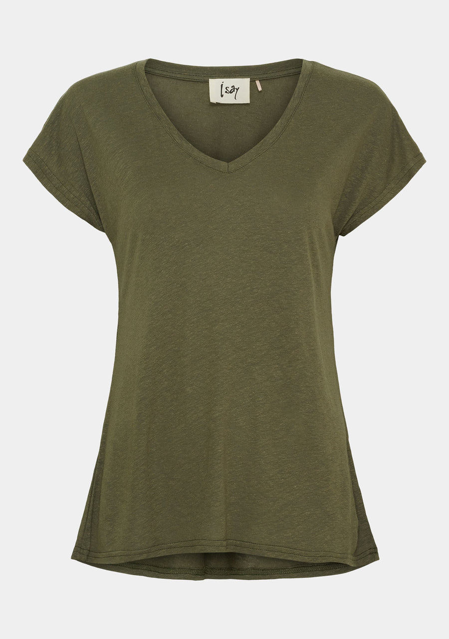 I SAY Tess V-Neck T-Shirt T-Shirts 885 Khaki