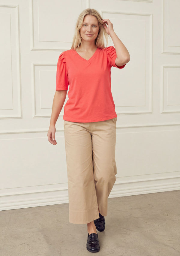 I SAY Tinni V-Neck T-Shirt Basics 431 Raspberry