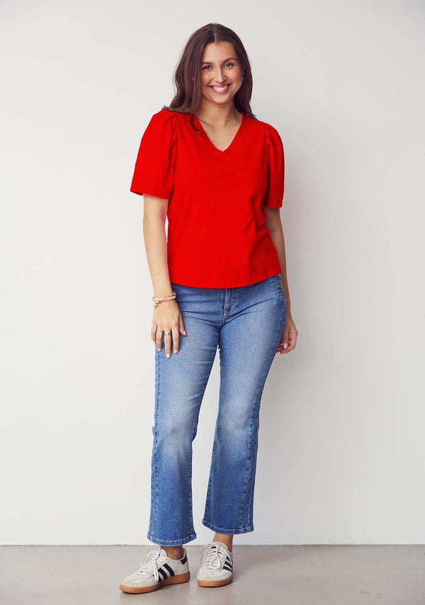 I SAY Tinni V-Neck T-Shirt T-Shirts 432 Fresh Red