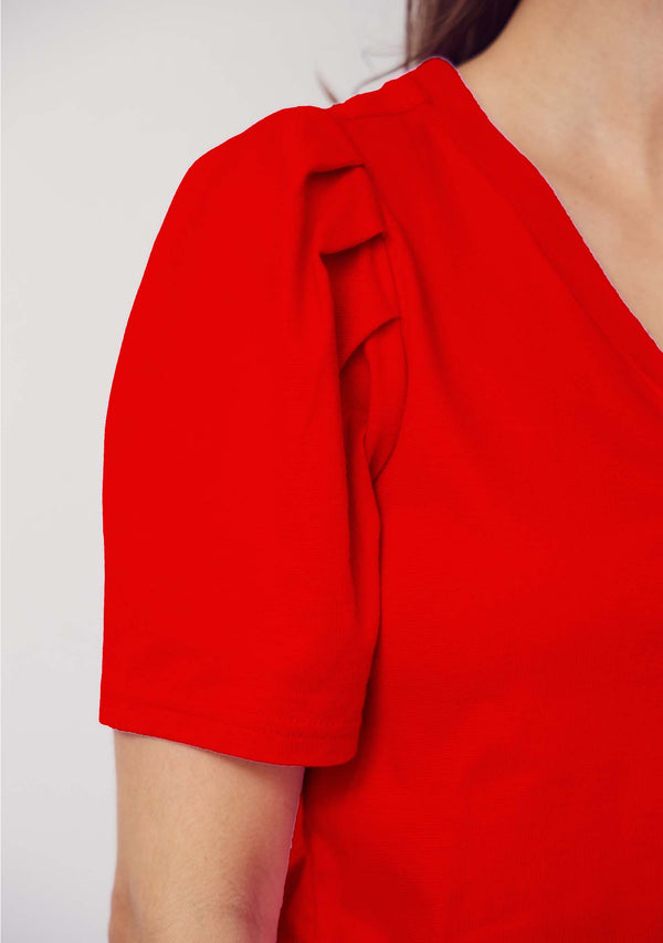 I SAY Tinni V-Neck T-Shirt T-Shirts 432 Fresh Red