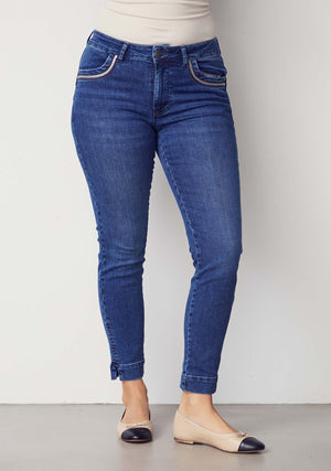 I SAY Verona Deco Jeans Pants 700 Mid Denim Wash