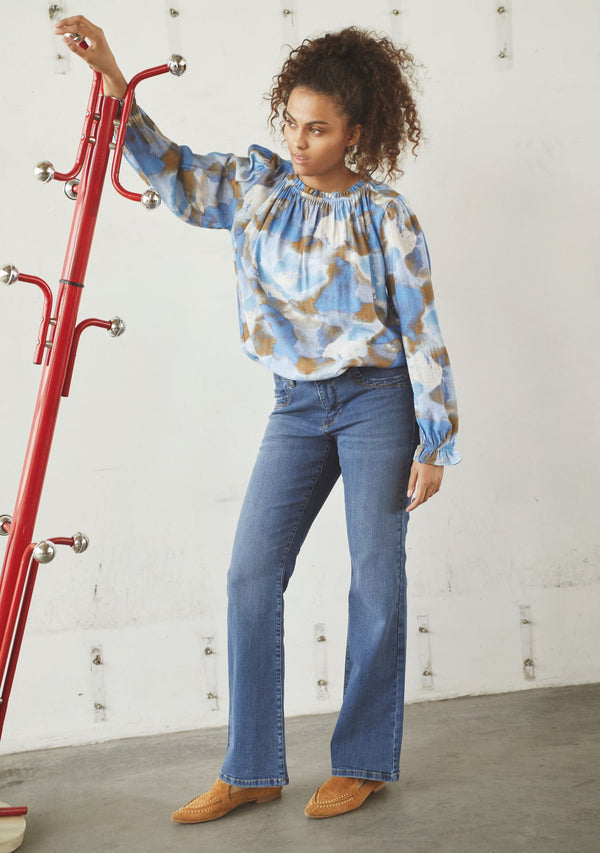 I SAY Verona Flare Jeans Pants 700 Mid Denim Wash