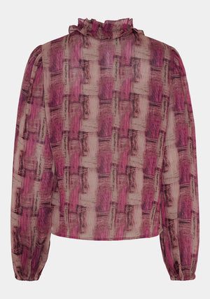 I SAY Vibse Ruffle Blouse Blouses N04 Potato/Cerise Flow
