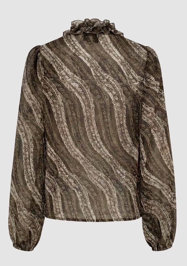 I SAY Vibse Ruffle Blouse Blouses N65 Khaki Magic