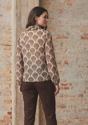 I SAY Vibse Ruffle Blouse Blouses N85 Heritage Damask