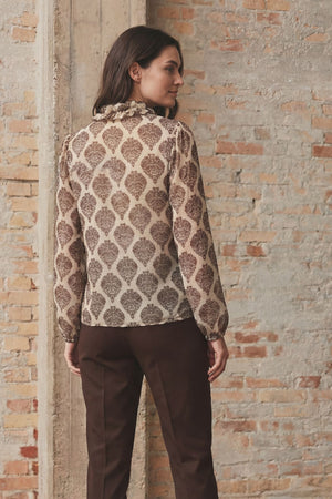 I SAY Vibse Ruffle Blouse Blouses N85 Heritage Damask