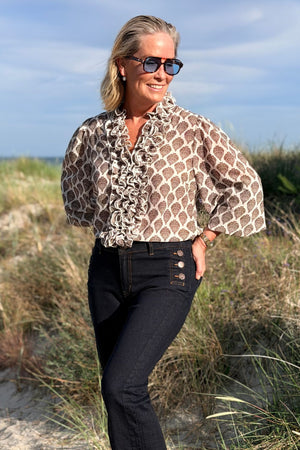 I SAY Vibse Ruffle Blouse Blouses N85 Heritage Damask