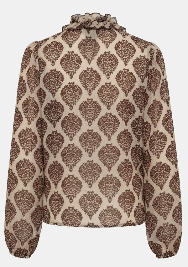 I SAY Vibse Ruffle Blouse Blouses N85 Heritage Damask