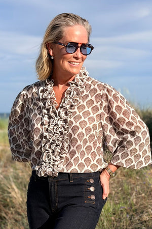 I SAY Vibse Ruffle Blouse Blouses N85 Heritage Damask