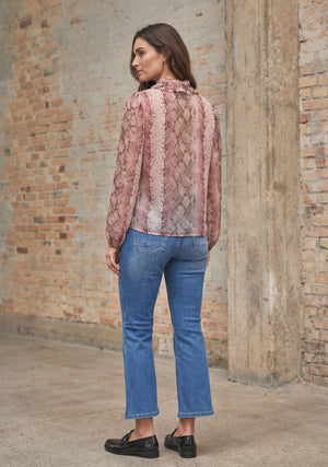 I SAY Vibse Ruffle Blouse Blouses N86 Rose Snake