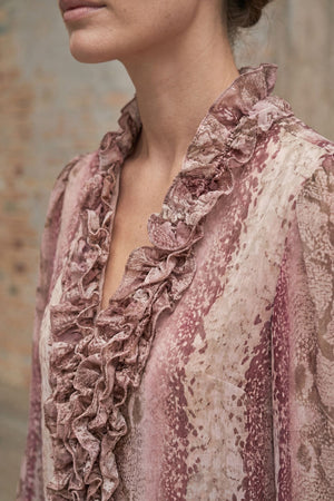 I SAY Vibse Ruffle Blouse Blouses N86 Rose Snake