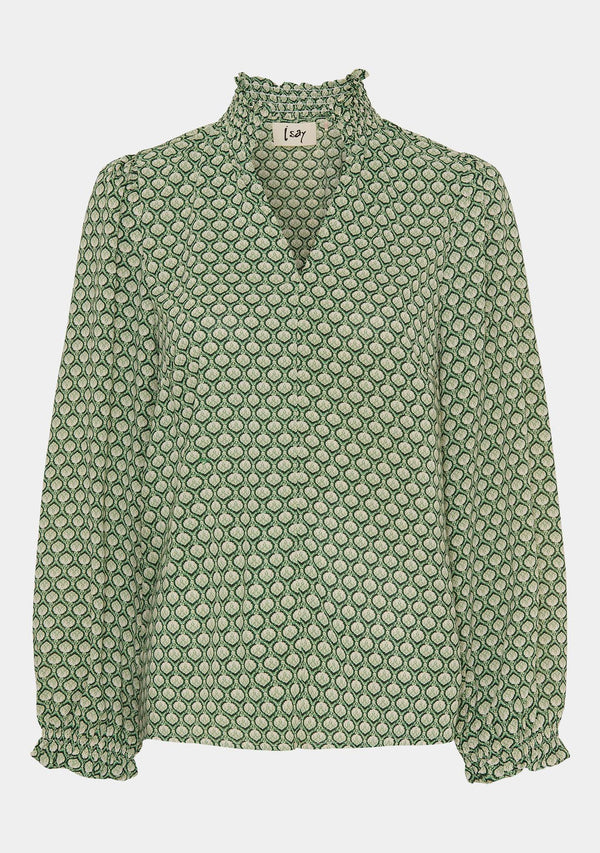 I SAY Vibse Smock Blouse Blouses M47 Green Spring